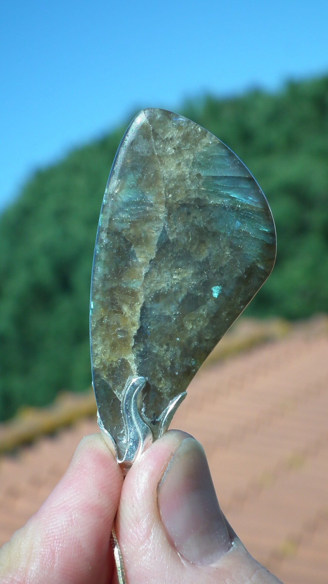 Labradorite necklace with silver plated bail