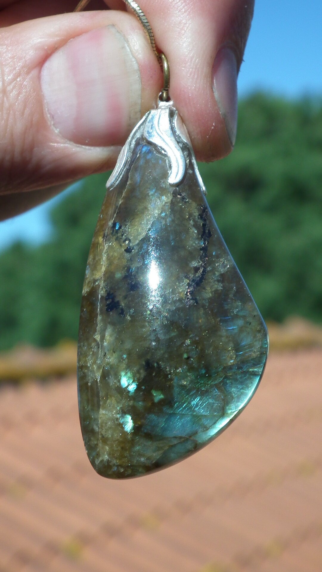 Labradorite necklace with silver plated bail