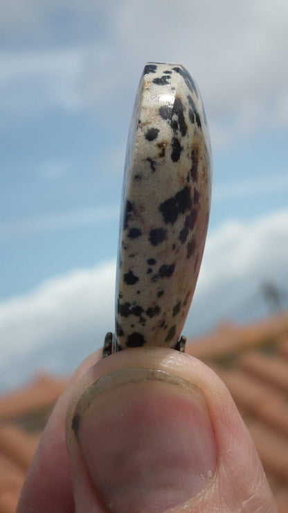 Dalmatian jasper necklace with bronze bail