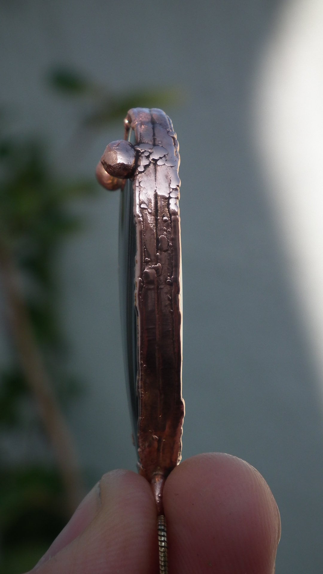 Copper Black obsidian necklace // Electroformed Copper // Free Copper Chain !