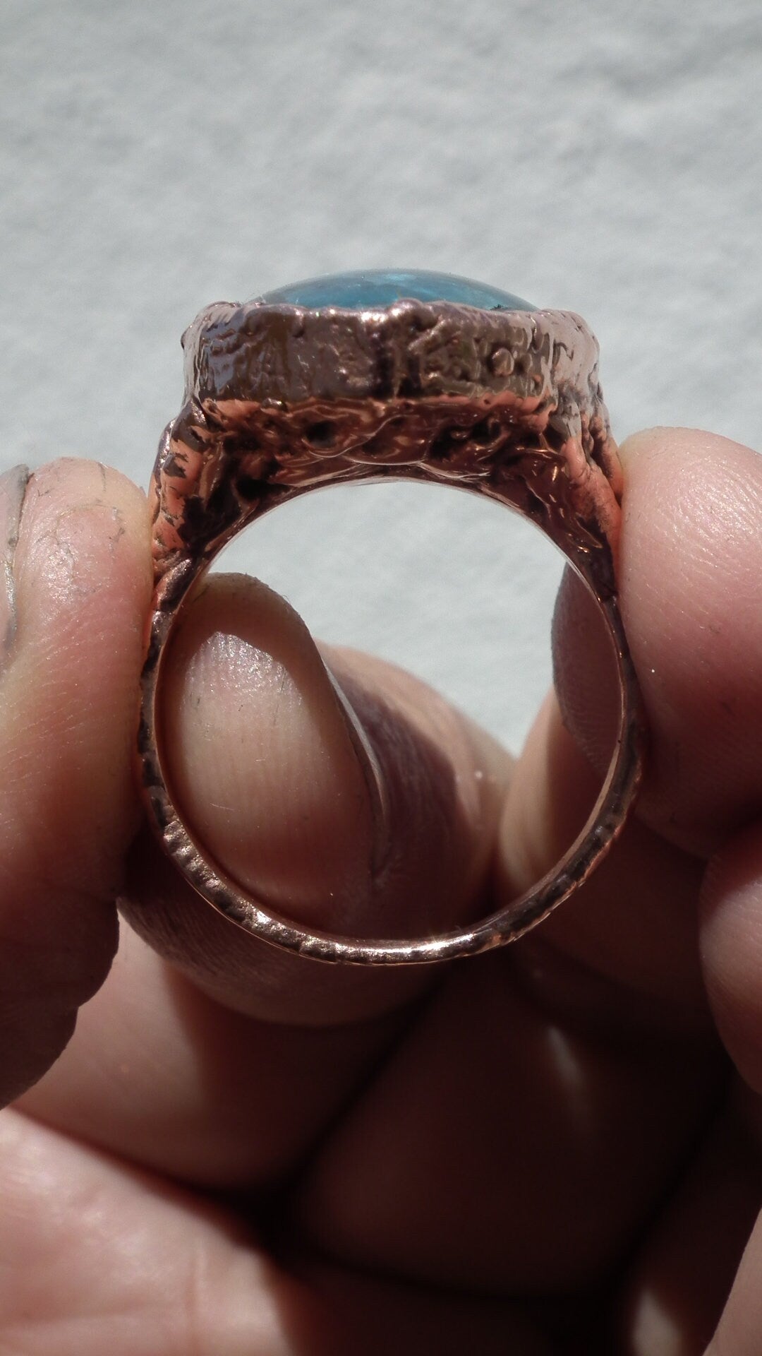 Blue Apatite ring / Electroformed Copper