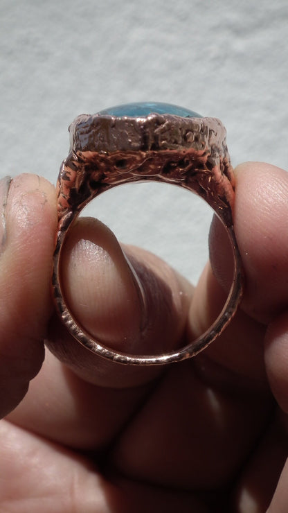 Blue Apatite ring / Electroformed Copper