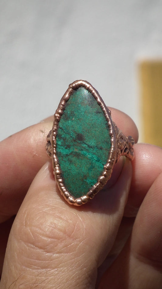Chrysocolla ring / Electroformed Copper ring