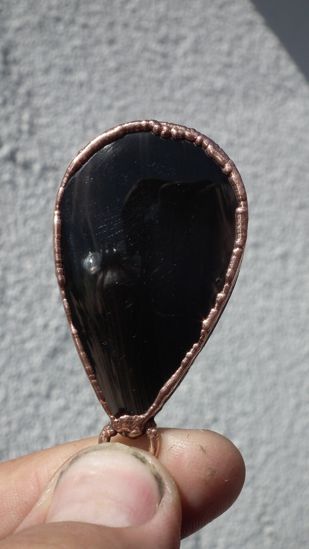 Copper Black obsidian necklace // Electroformed Copper // Free Copper Chain !