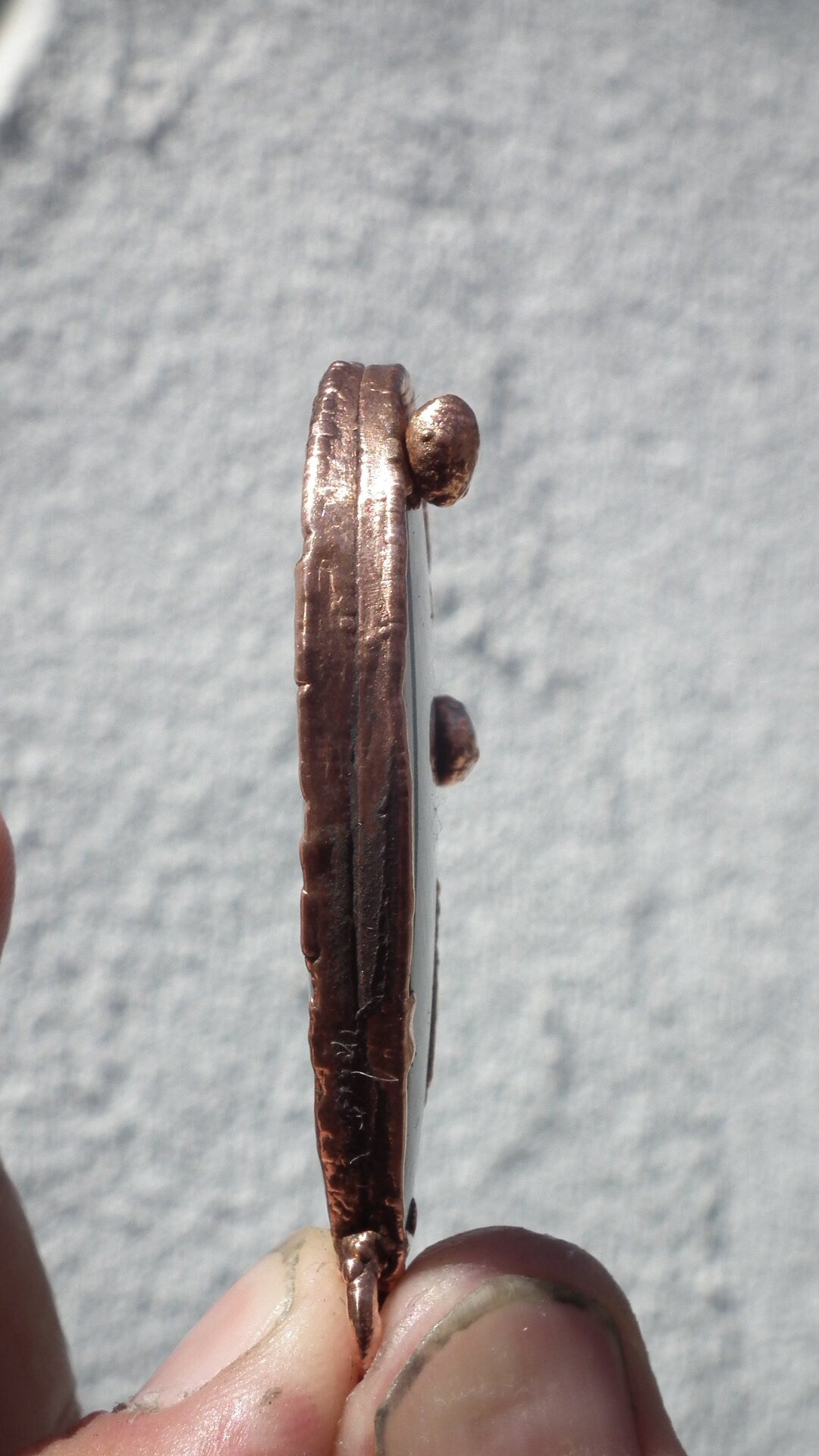 Copper Black obsidian necklace // Electroformed Copper // Free Copper Chain !