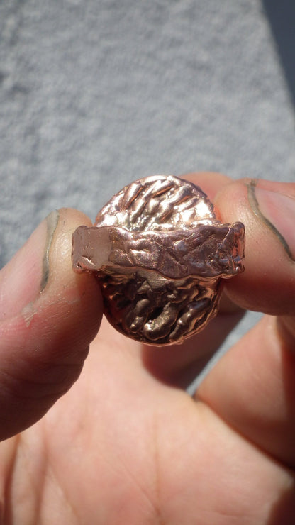 Electroformed Copper Seraphinite ring // Seraphinite jewelry