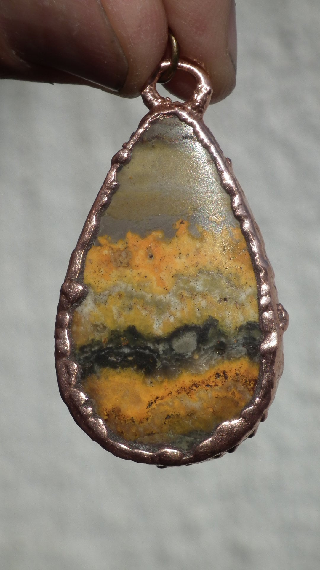 Bumblebee jasper necklace // Electroformed Copper