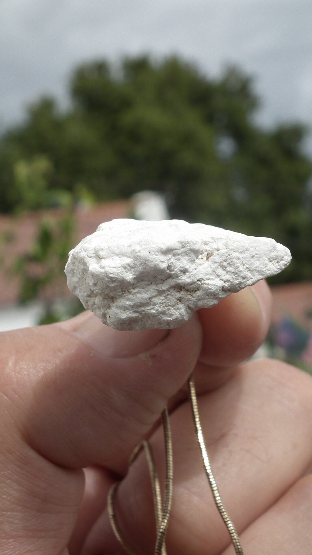 Natural rough magnesite pendant with silverplated bail