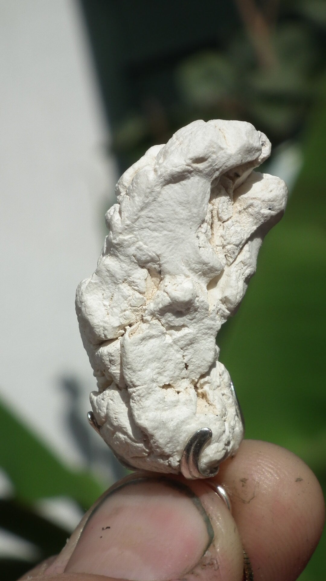 magnesite pendant with silverplated bail / Raw magnesite crystal