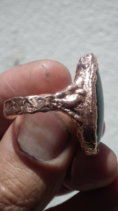 Blue Apatite ring / Electroformed Copper