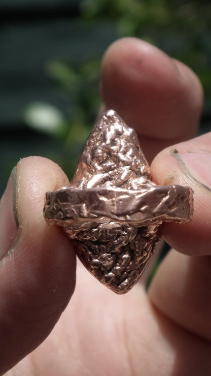 Electroformed copper koroit boulder opal ring