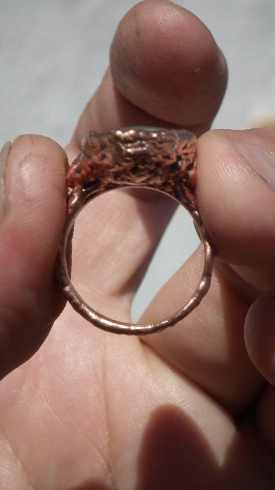 Chrysocolla ring / Electroformed Copper ring