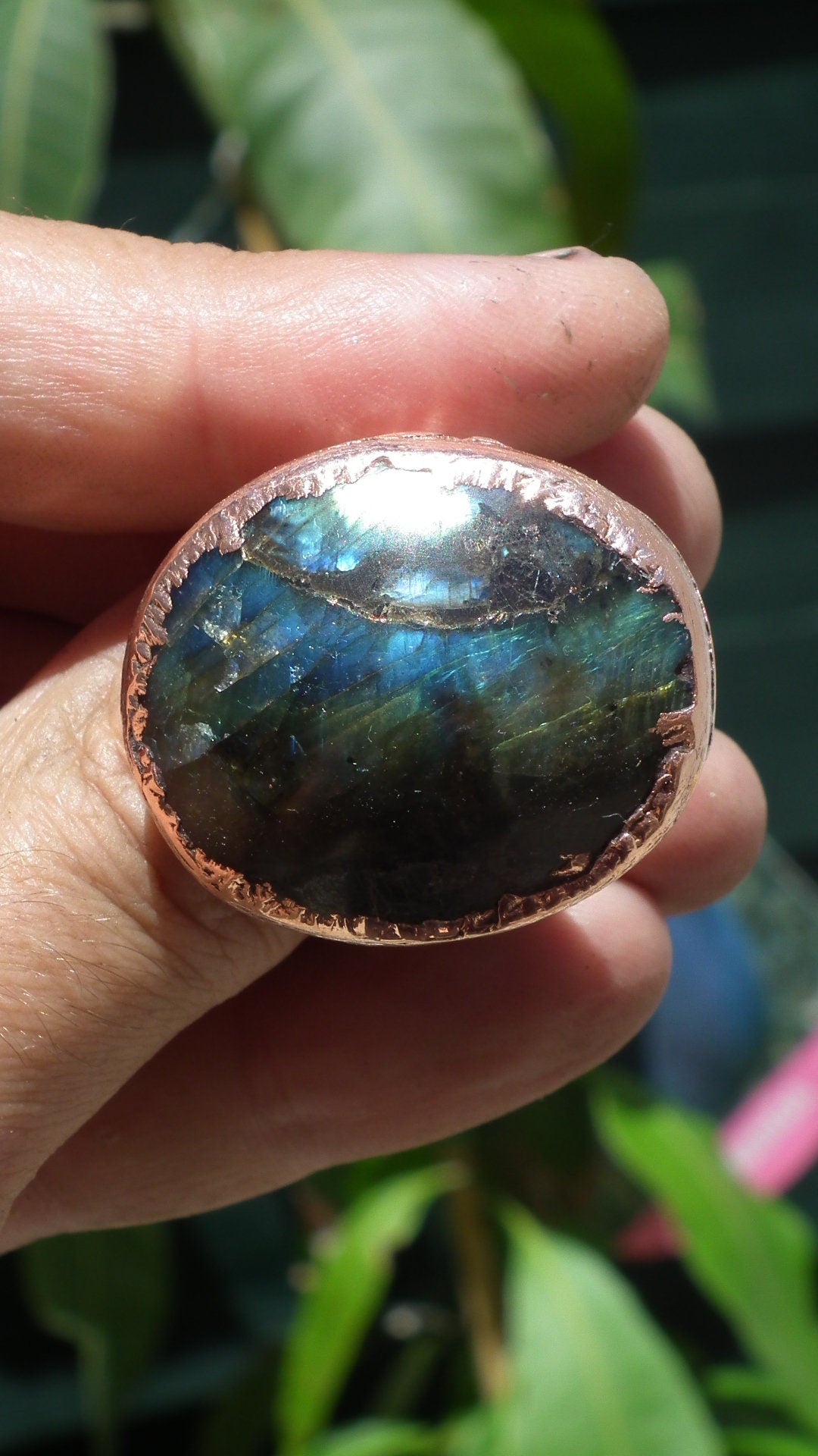 Electroformed Copper Labradorite ring // Labradorite jewelry