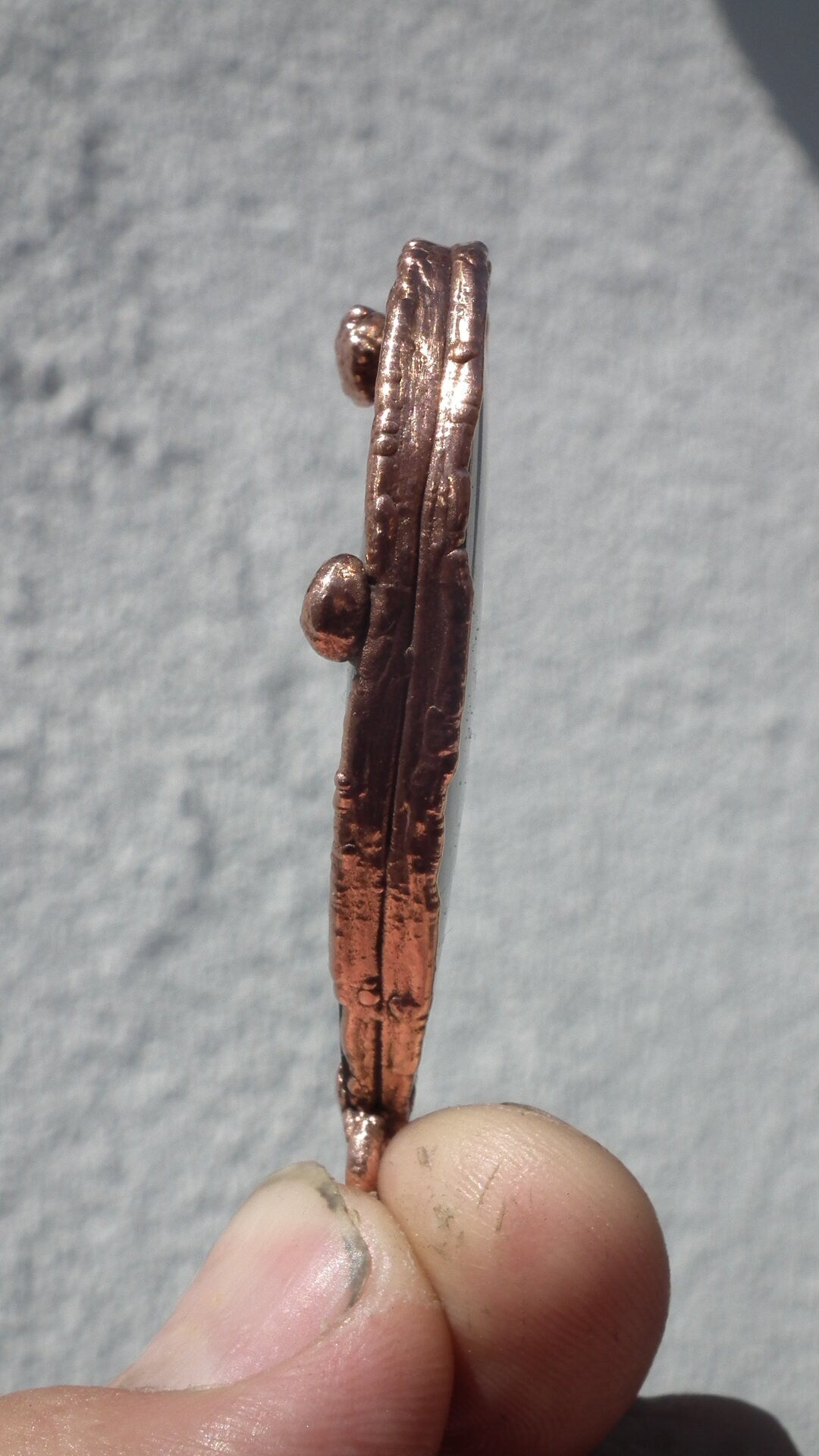 Copper Black obsidian necklace // Electroformed Copper // Free Copper Chain !