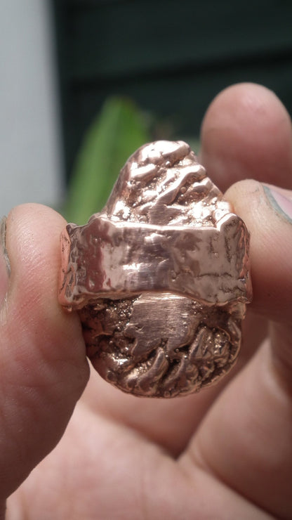 Electroformed Copper Turritella agate ring