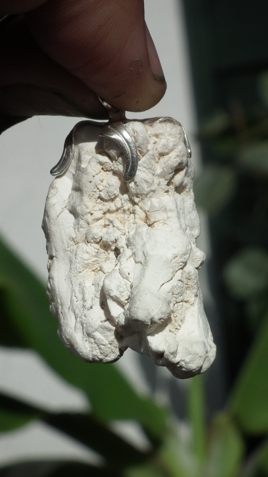 magnesite pendant with silverplated bail / Raw magnesite crystal