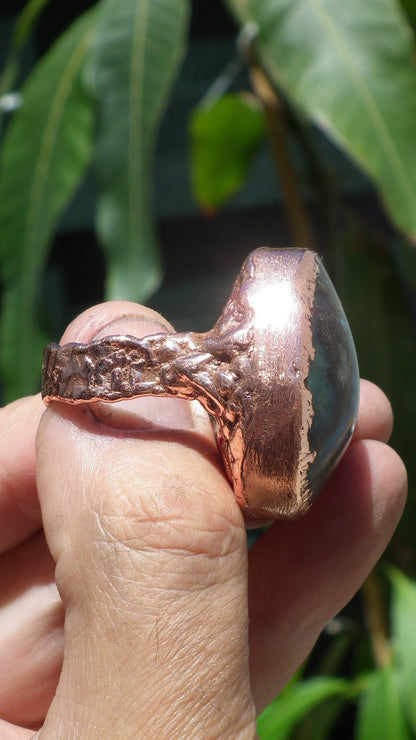 Electroformed Copper Labradorite ring // Labradorite jewelry
