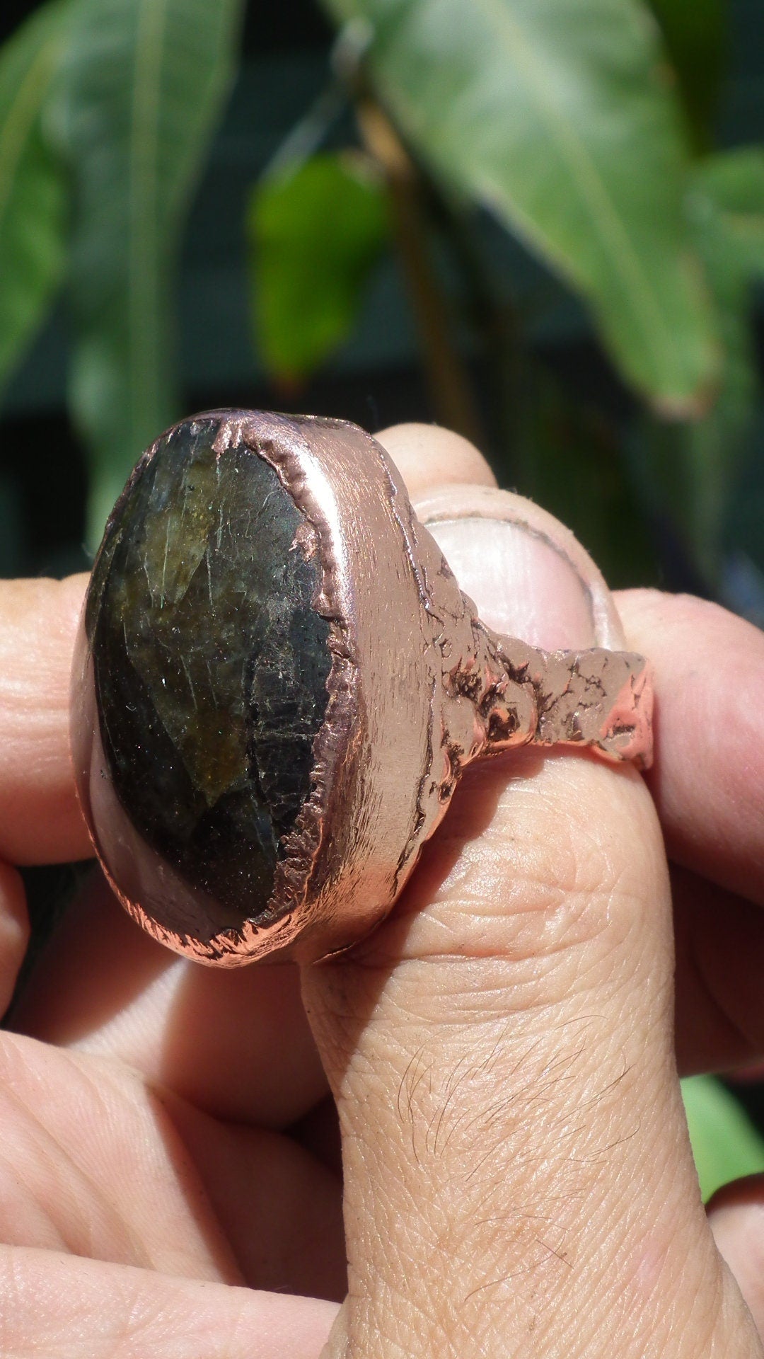 Electroformed Copper Labradorite ring // Labradorite jewelry