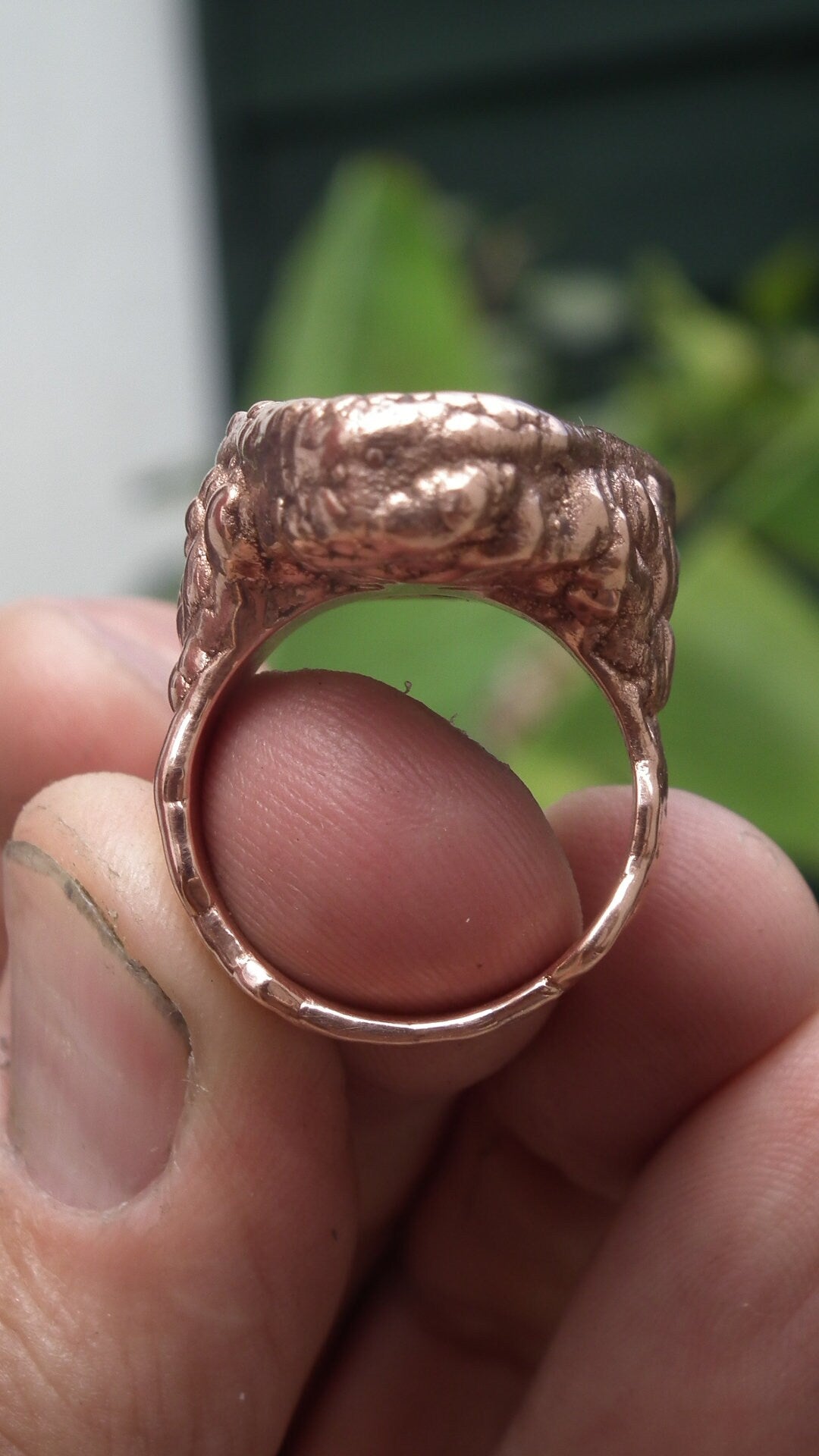 Electroformed Copper Turritella agate ring