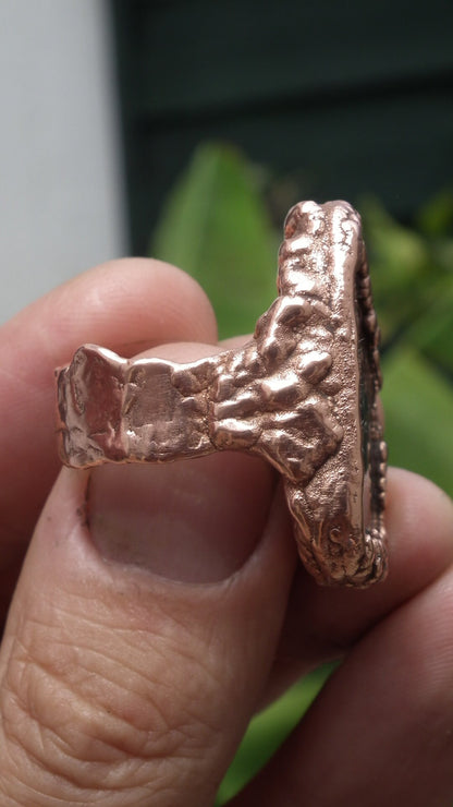 Electroformed Copper Turritella agate ring