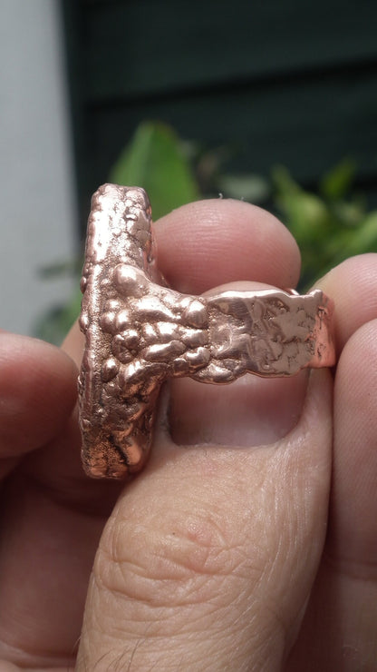 Electroformed Copper Turritella agate ring