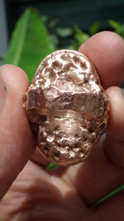 Electroformed Copper Blue lace agate ring