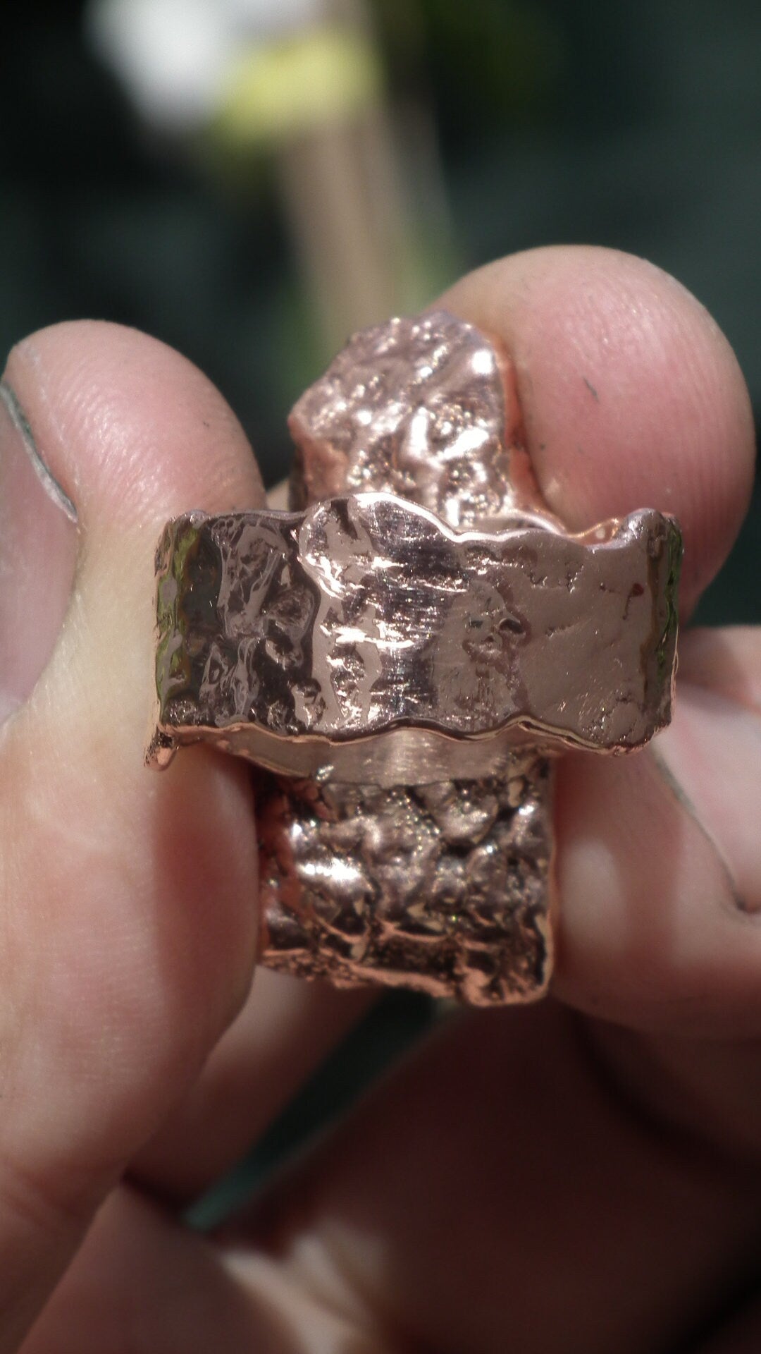 Electroformed copper Australian Opal ring