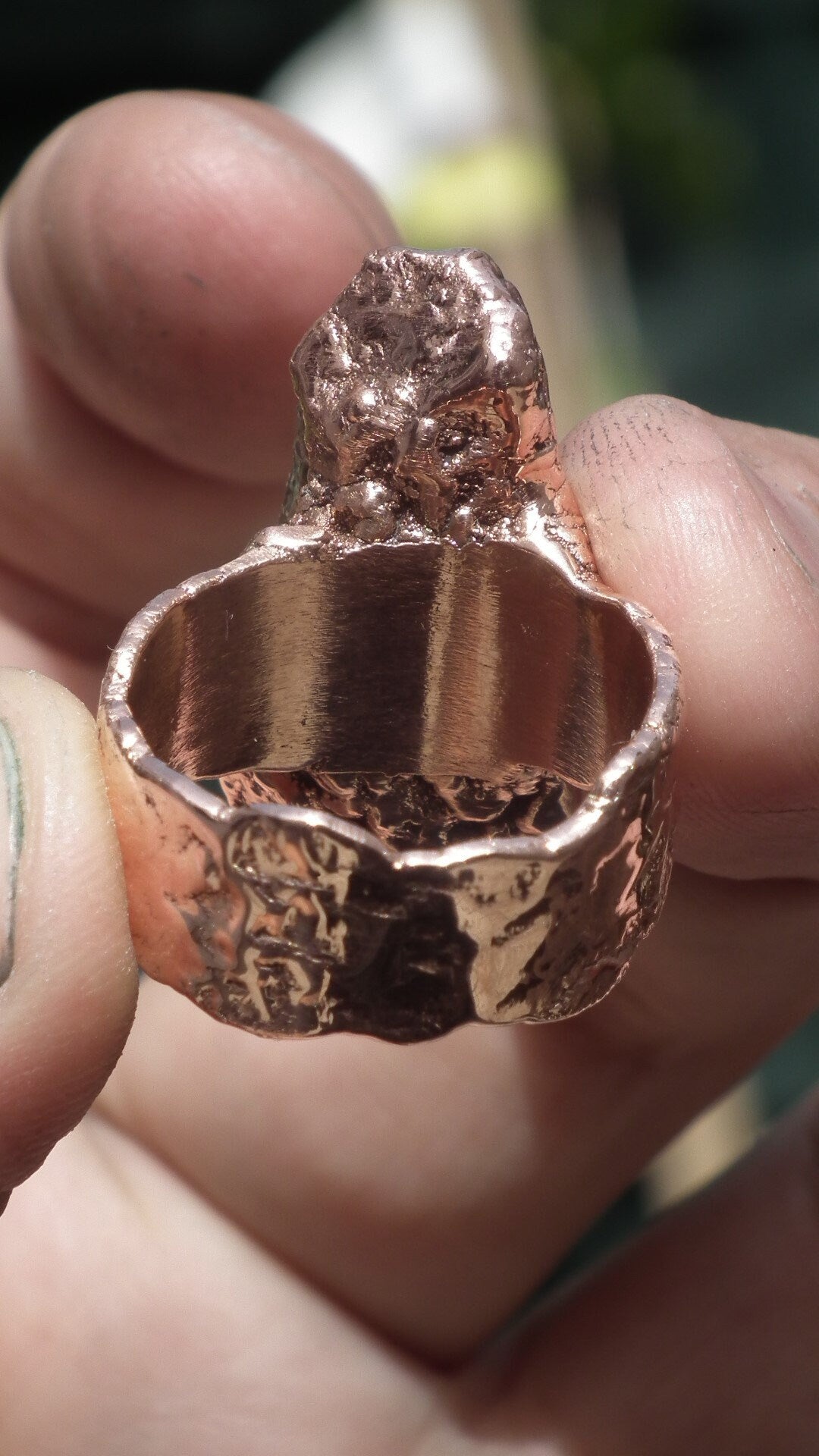 Electroformed copper Australian Opal ring