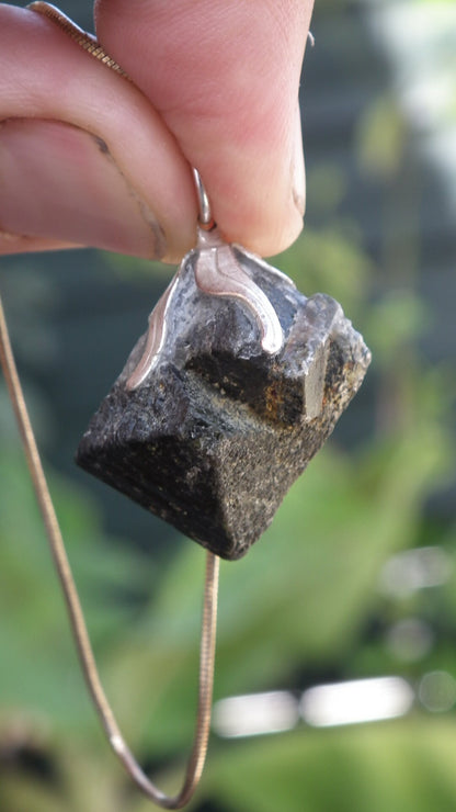 Raw epidote necklace / Epidote quartz / Xxl Epidote pendant