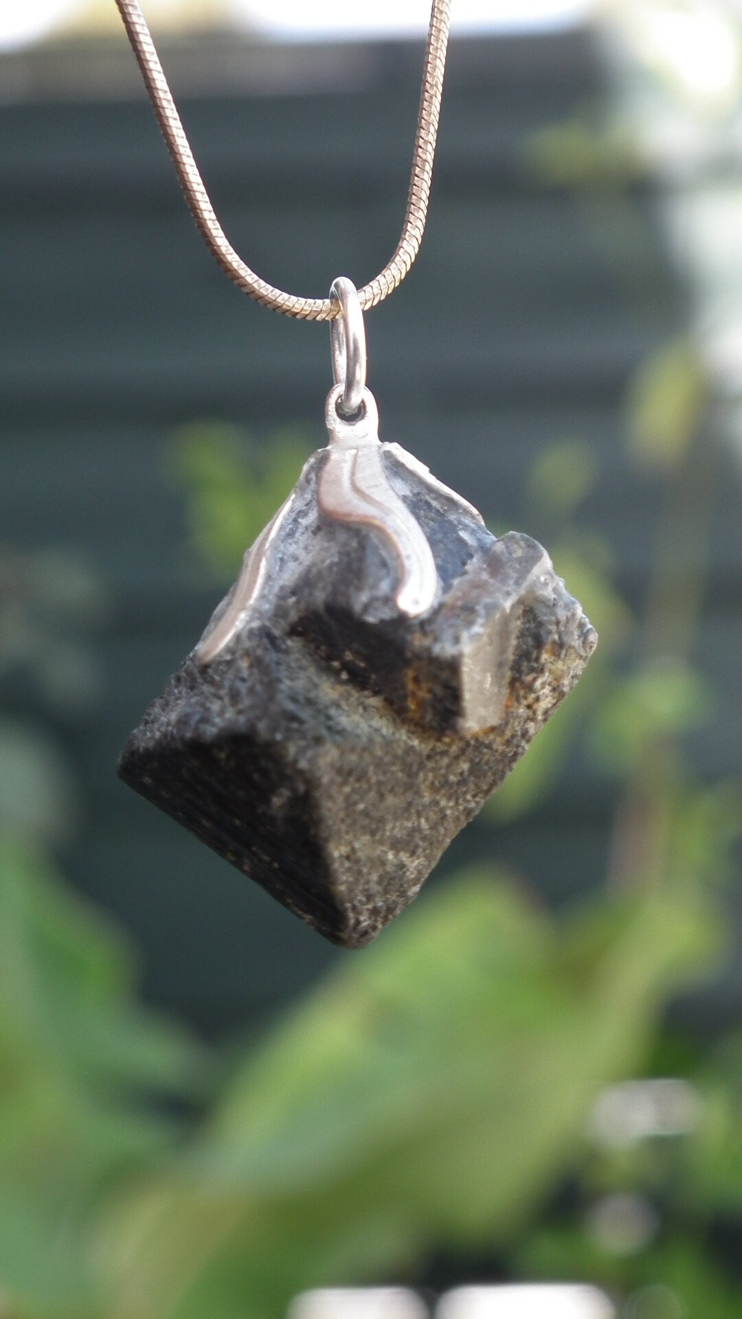 Raw epidote necklace / Epidote quartz / Xxl Epidote pendant