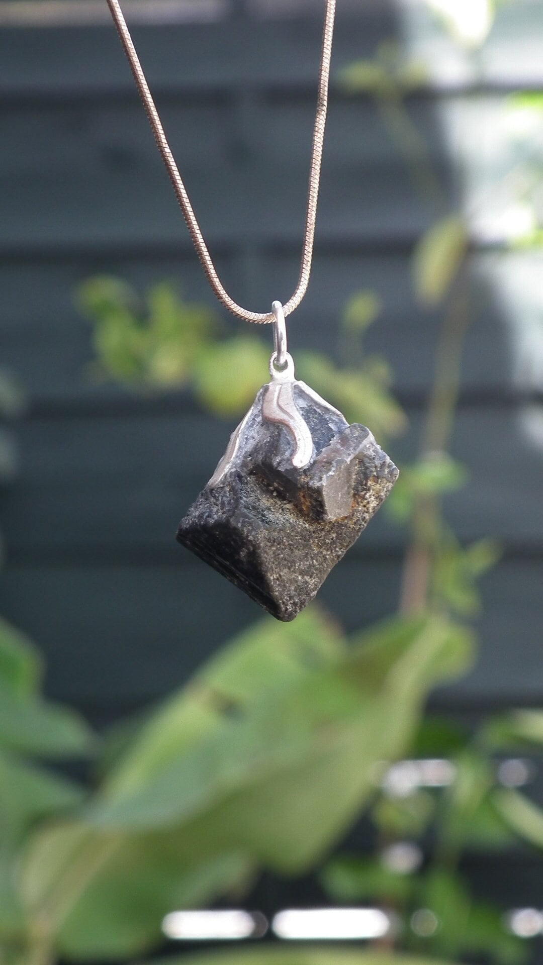 Raw epidote necklace / Epidote quartz / Xxl Epidote pendant