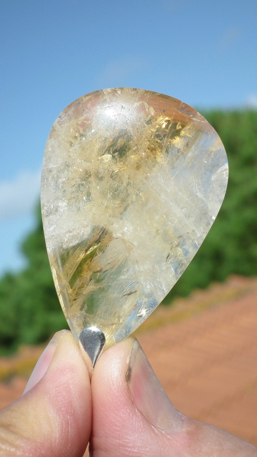 Citrine necklace sterling silver bail