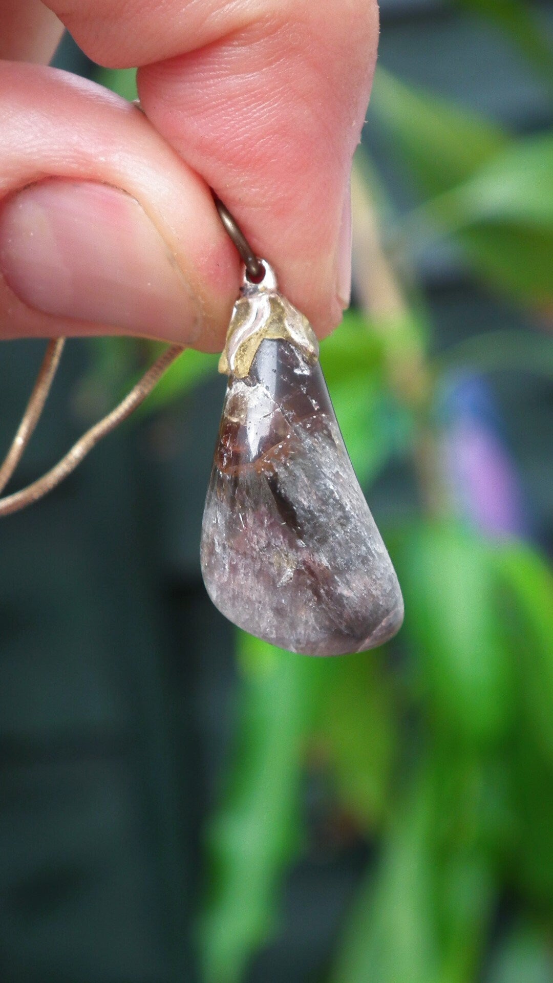 Super 7 pendant with silverplated bail // super 7 crystal // Amethyst cacoxenite