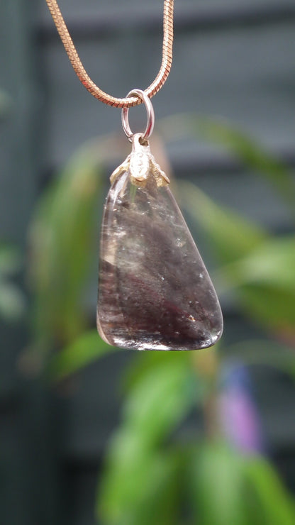 Super 7 pendant with silverplated bail // super 7 crystal // Amethyst cacoxenite