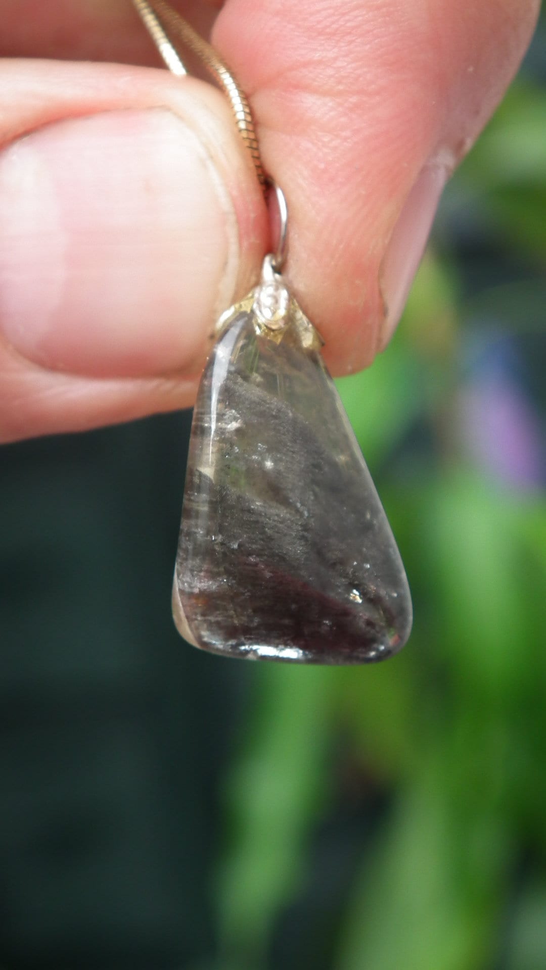 Super 7 pendant with silverplated bail // super 7 crystal // Amethyst cacoxenite