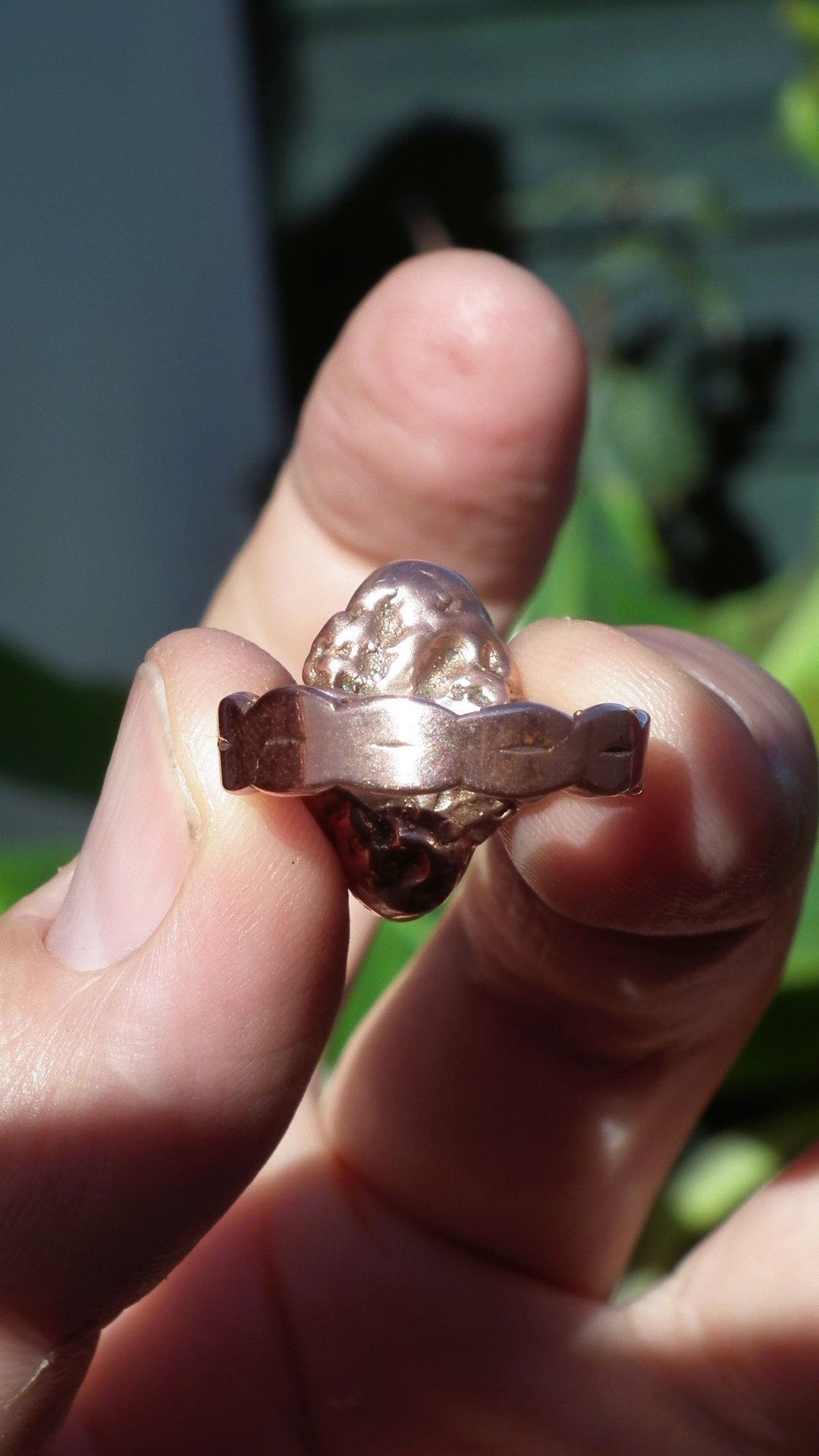 Electroformed copper Australian Opal ring