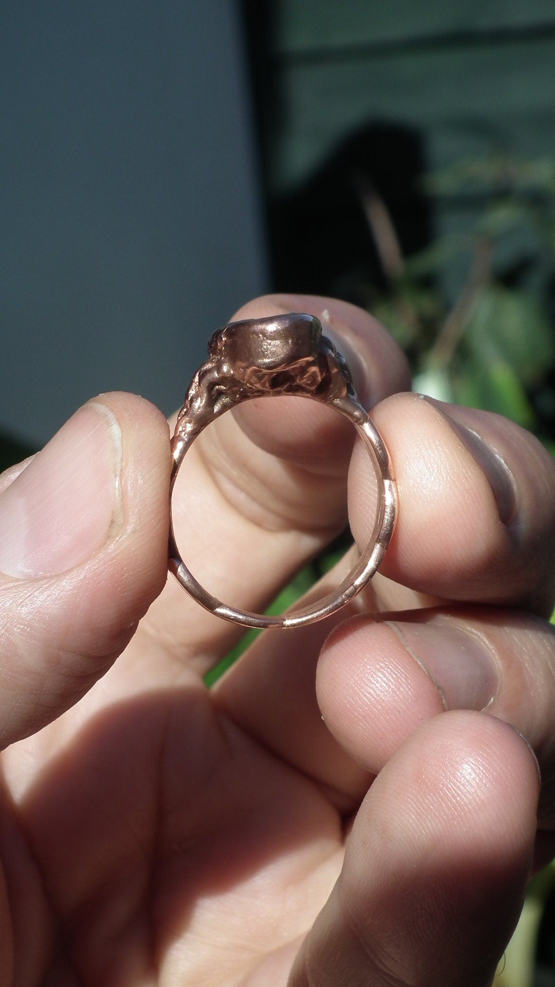 Electroformed copper Australian Opal ring