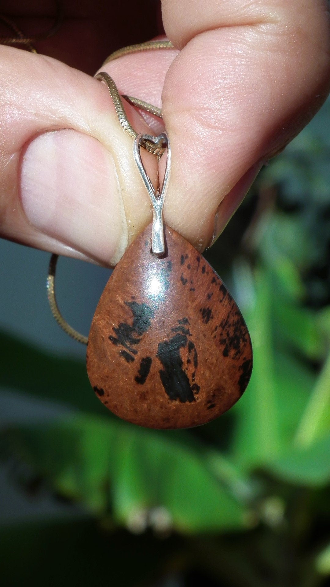 Mahogany Obsidian pendant with sterling silver bail