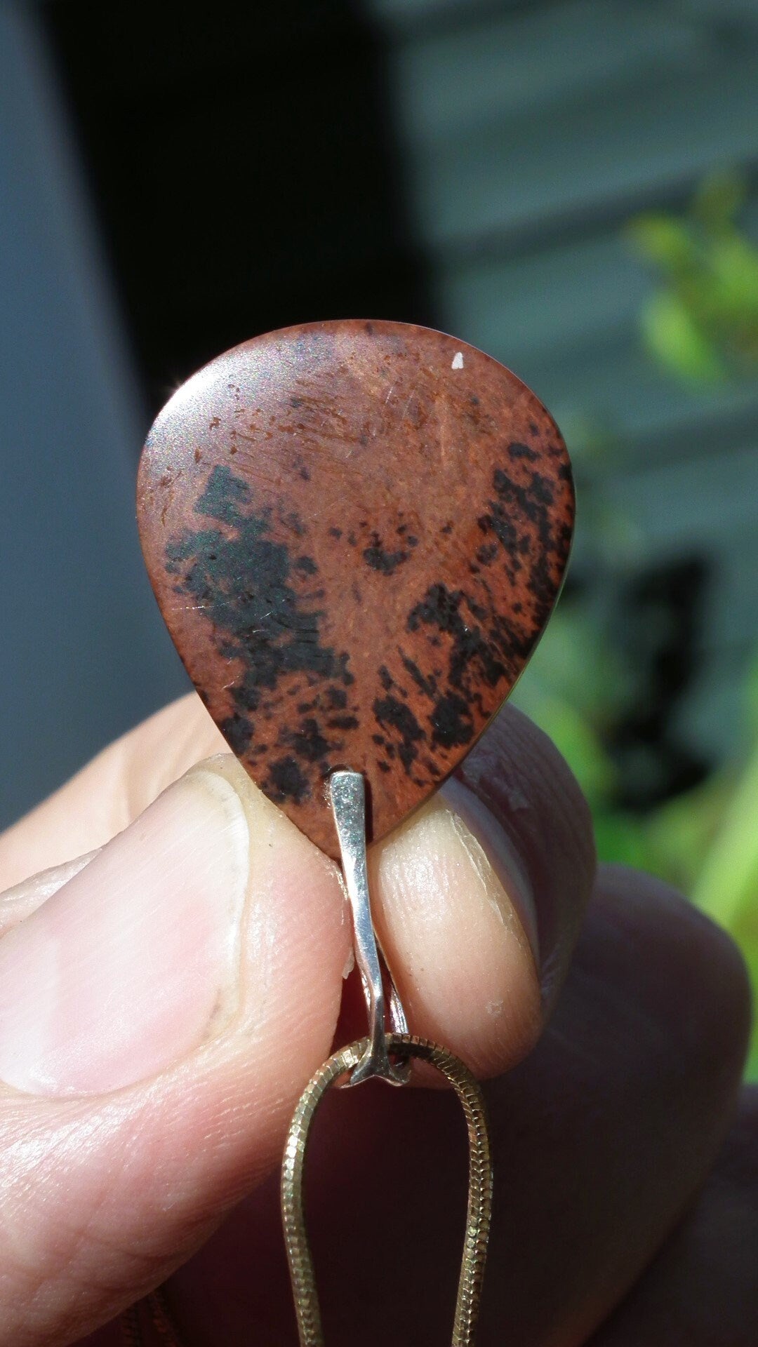 Mahogany Obsidian pendant with sterling silver bail