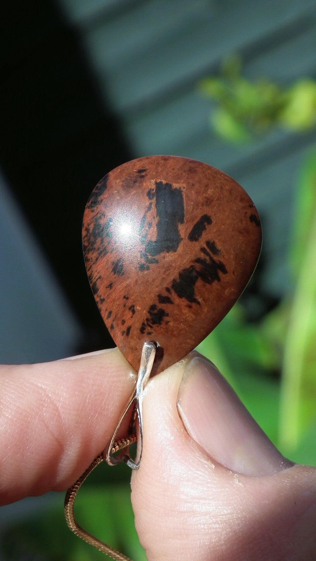 Mahogany Obsidian pendant with sterling silver bail