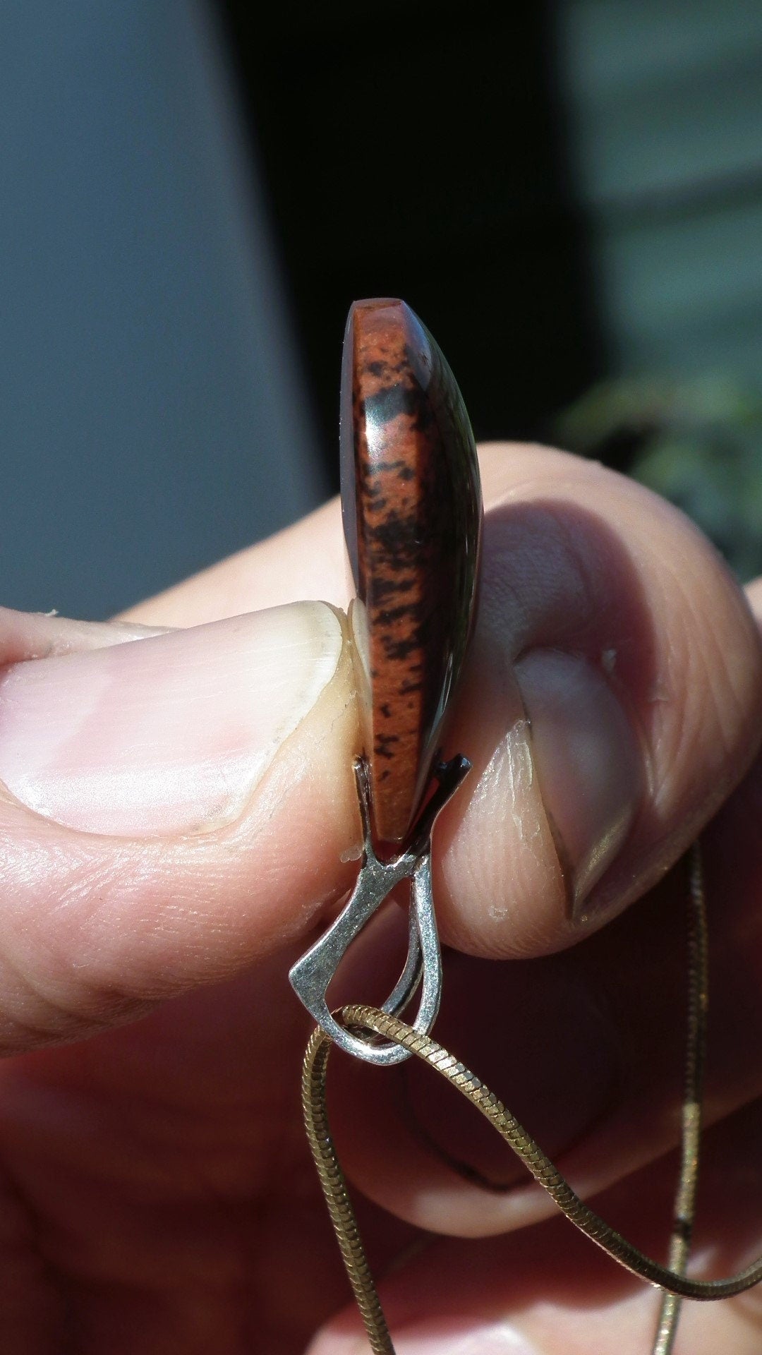 Mahogany Obsidian pendant with sterling silver bail