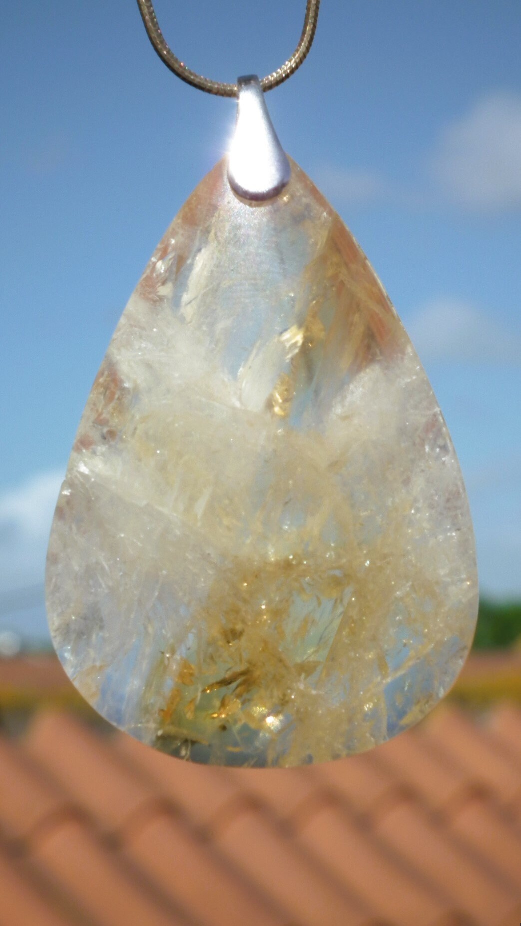 Citrine necklace sterling silver bail