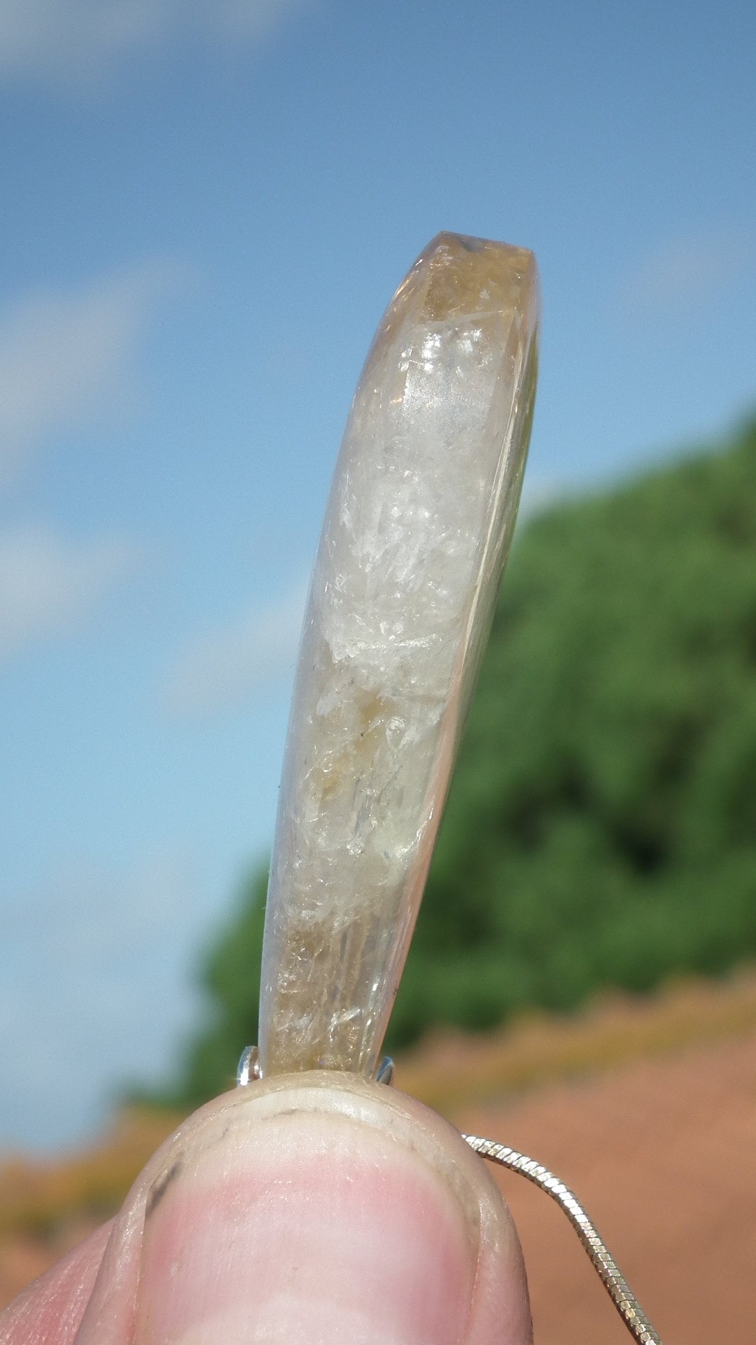 Citrine necklace sterling silver bail