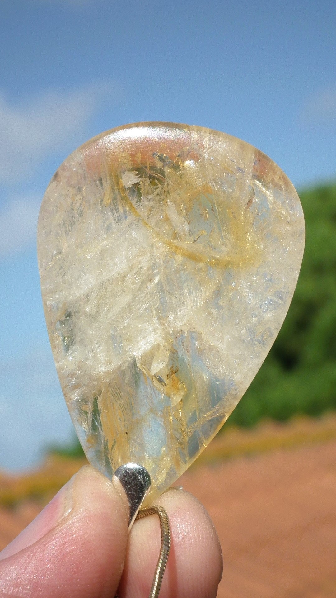 Citrine necklace sterling silver bail