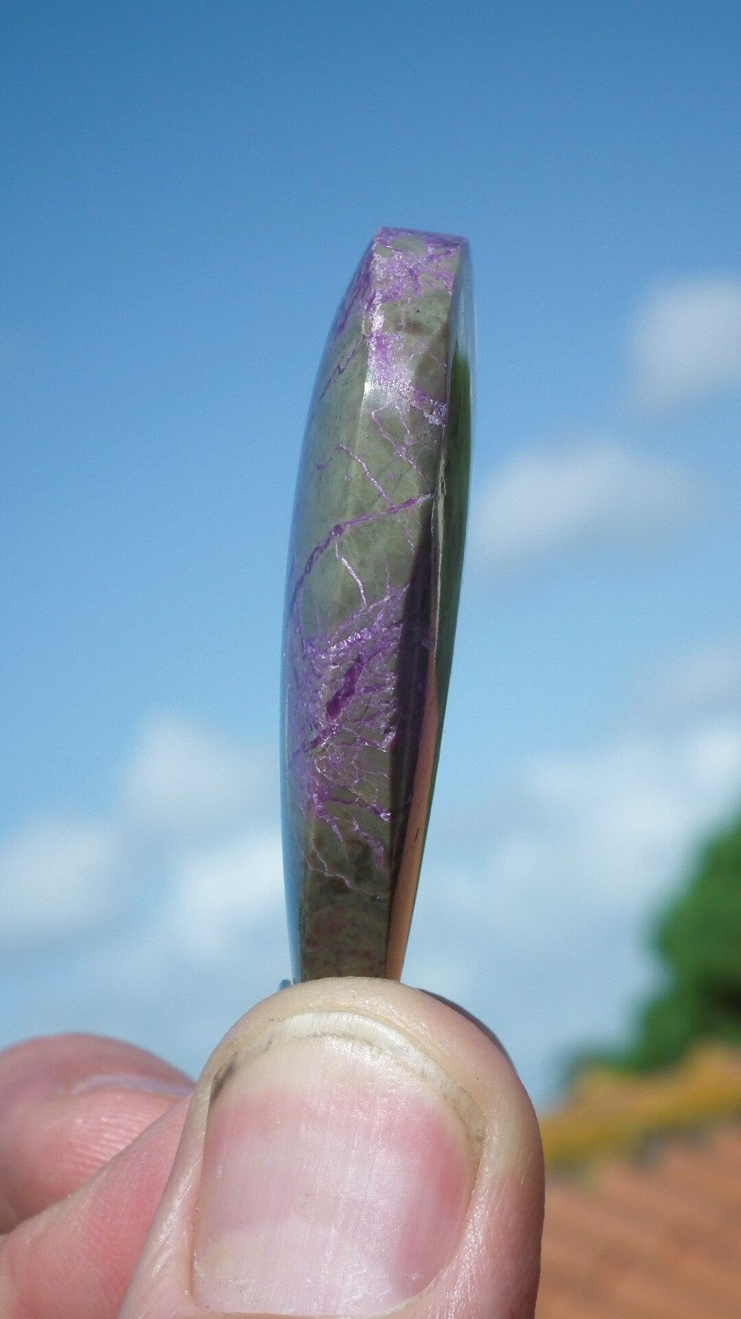 Stichtite pendant with sterling silver bail