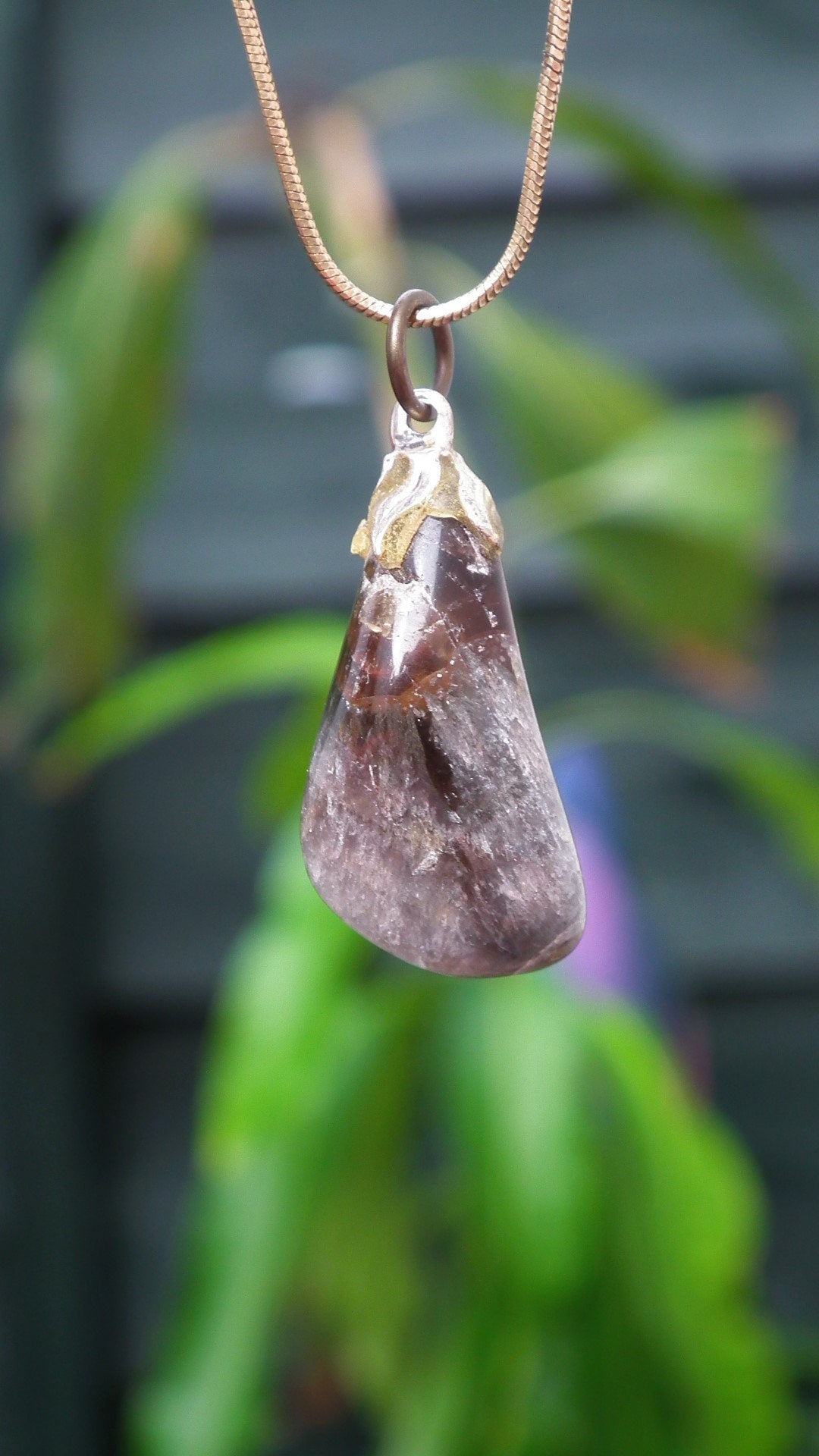 Super 7 pendant with silverplated bail // super 7 crystal // Amethyst cacoxenite