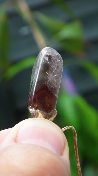 Super 7 pendant with silverplated bail // super 7 crystal // Amethyst cacoxenite