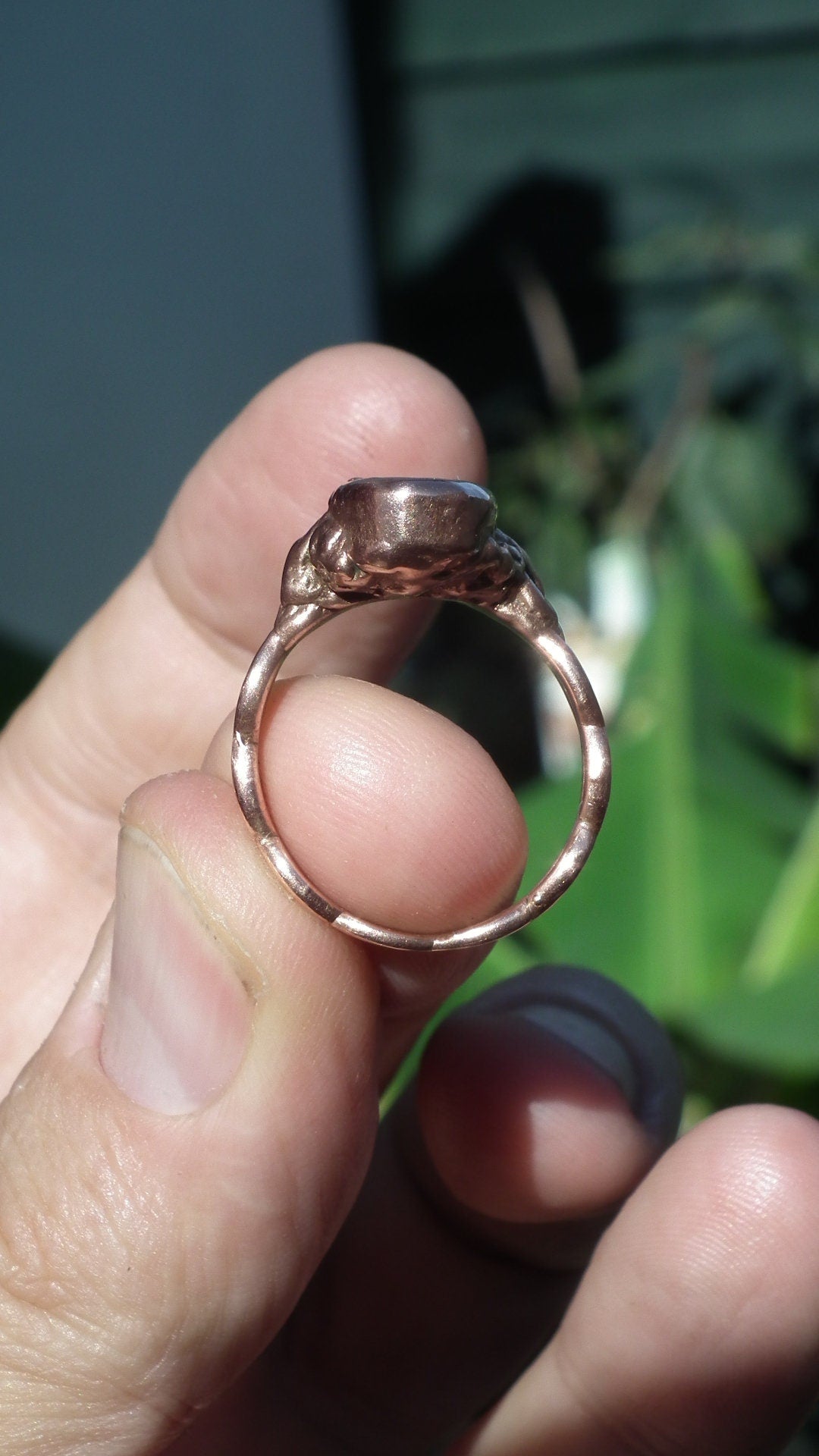 Electroformed copper Australian Opal ring