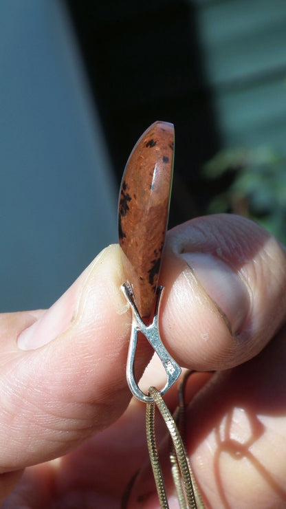 Mahogany Obsidian pendant with sterling silver bail