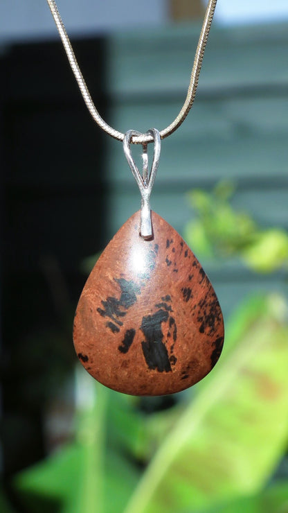 Mahogany Obsidian pendant with sterling silver bail